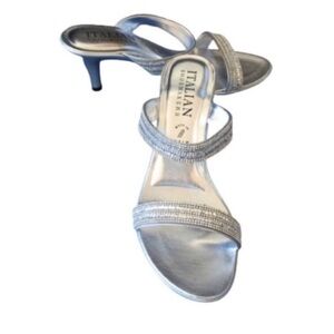 ITALIAN SHOEMAKERS Sandals Metallic Silver High Heel Slide Women’s Size 10M NWT